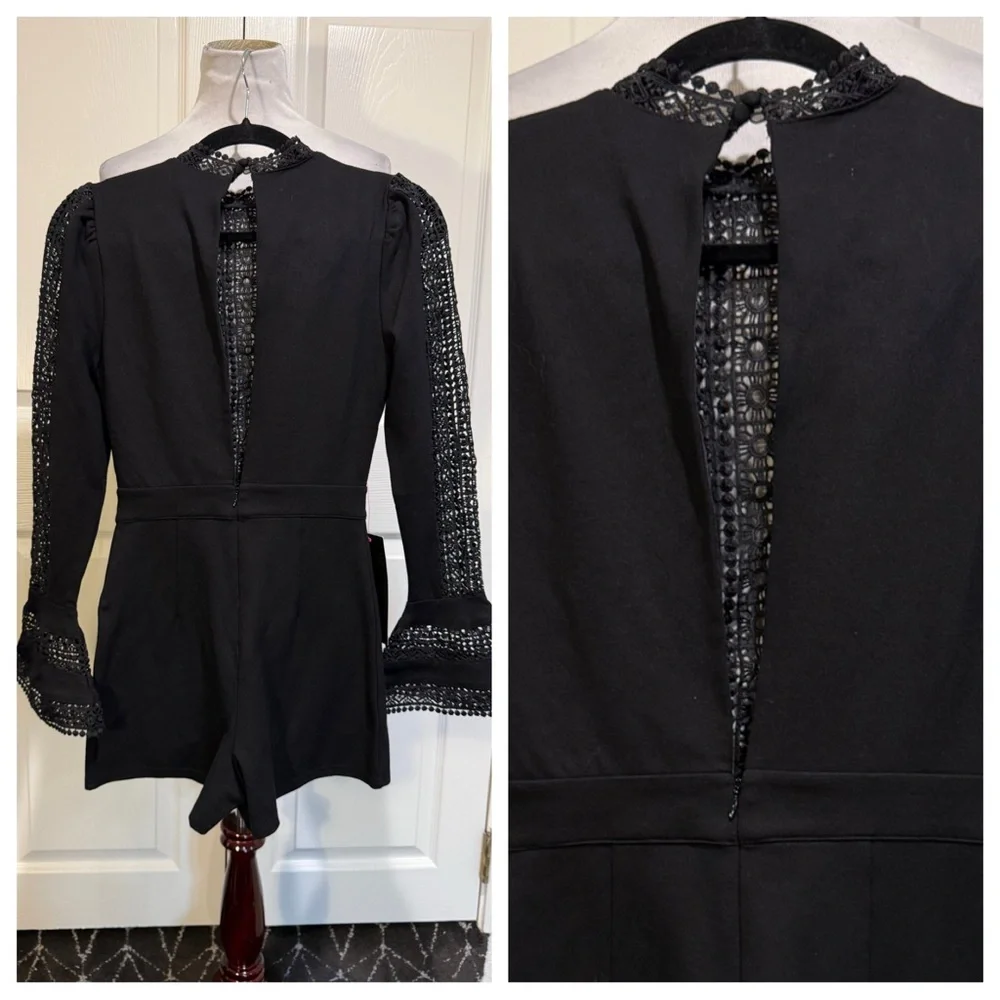 NWT! Bebe RUFFLE BELL SLEEVE ROMPER
